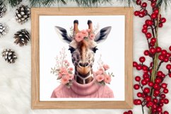 Cute Pink Christmas Animals Clipart Sublimation Product Image 3