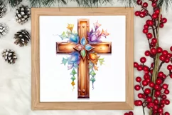 Christmas Cross Watercolor Clipart, Jesus Christ Clipart Product Image 3