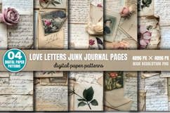 Love letters Junk Journal Pages Background Paper PNG Product Image 1