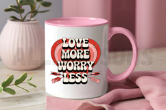 Love More Worry Less Retro Valentine Heart Arrows Design Product Image 3