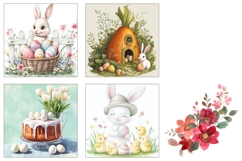 Easter Bunny Square Coasters, Easter Eggs Sublimation Product Image 3
