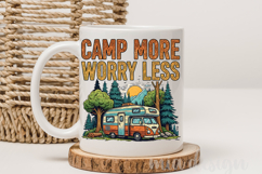 Camp More Worry Less PNG, Vintage Camper Sublimation Design Product Image 4