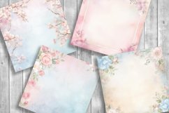 Floral Backgrounds. Watercolor Digital Scrapbooking Papers Product Image 3