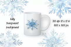 Watercolor snowflake clipart PNG Watercolor sublimation Xmas Product Image 3