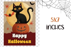 Happy Halloween Greeting Card, Vintage Halloween Black Cat Product Image 3