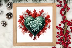 Christmas Hearts Watercolor Clipart, Christmas PNG Product Image 3