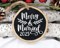 2025 Our First Christmas Ornament SVG, Merry and Married PNG Product Image 3