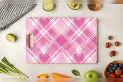 Pink Hearts Plaid Cutting Boards sublimation Designs Product Image 3