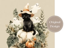 Cartoon Halloween Cat Tumbler, Floral Halloween Tumbler Product Image 3