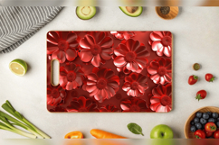 Metallic Red 3D Flowers Cutting Boards sublimation Design Product Image 3