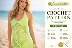 Diamond Lace Crochet Halter Top Pattern PDF Product Image 1