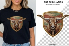Longhorn Bull Embroidery PNG | Western Cow Skull Style Patch Product Image 3