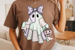 Pastel Halloween Ghost Png, Cute Girly Spooky Png, Fall Png. Product Image 3
