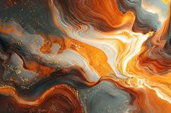 Fluid Abstract Art: Orange &amp; Grey Marble Texture Background Product Image 1