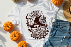 Halloween Skull with Witch Hat Stained Glass SVG Cut File Product Image 3