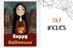 Cartoon Halloween Greeting Card, Halloween Girl Wall Art Product Image 3