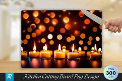 Burning Candles with Bokeh Cutting Board sublimation Design Product Image 1