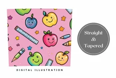 Kawaii School Tumbler Wrap Design, Apples Tumbler Design Product Image 3