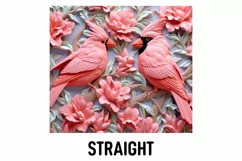 3D Pink Cardinal Bird Tumbler Sublimation Wrap | 3D Tumbler Product Image 2