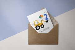 Second Birthday Excavator | Happy Birthday Card | EPS SVG Product Image 3
