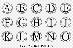 Round Floral wreath monogram alphabet letters, Keychain SVG Product Image 3