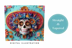 3D Sugar Skull Tumbler Wrap, Floral Skull Tumbler Design Product Image 3