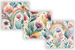 Whimsical Watercolor Floral Seamless Digital Paper, Abstract Product Image 3