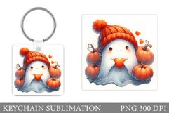 Cute Ghost Keychain Design. Cute Ghost Sublimation Product Image 1