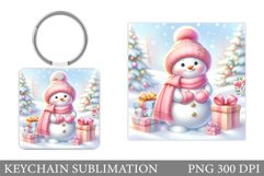 Cute Snowman Keychain Design. Christmas Keychain Sublimation Product Image 1
