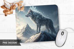 Frosty Wolf on the Summit Mouse Pad PNG Design Product Image 1