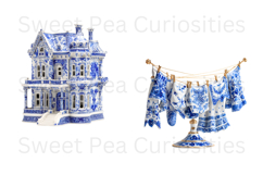 Blue Toile, Ephemera, PNG, Clipart, Junk Journal, flowers Product Image 3
