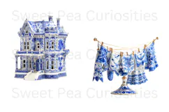 Blue Toile, Ephemera, PNG, Clipart, Junk Journal, flowers Product Image 3