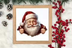 Christmas Santa Claus Peeking Clipart PNG Product Image 3