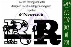 Unicorn Capital Monogram Letter name sign R SVG Product Image 3