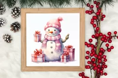 Pink Christmas Snowman Clipart, Christmas PNG Product Image 3