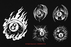 10 Bundle Dark Art Eight Ball Billiard Devil Ball Fire Ball Product Image 5