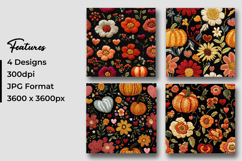 Floral Embroidered Pumpkin Digital Paper Product Image 3