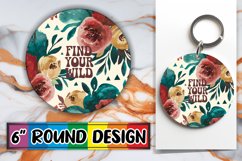 Enchanted Round Keychains PNG, Flower Quote Product Image 1