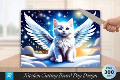 Angel Kitten in a Snowy Sky Cutting Board PNG Product Image 1