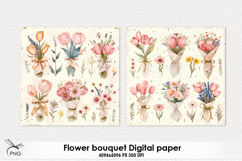 Flower bouquet digital paper, background clipart Product Image 3
