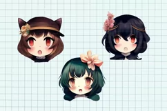 Kawaii clipart, Chibi clipart, 27 PNG Digital download Product Image 4