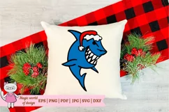 Christmas Shark with Santa hat svg, file for cutting Product Image 6