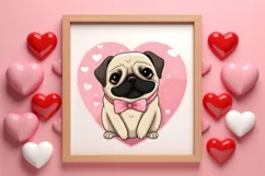 Sweet Pugs Valentine Clipart, Valentines PNG Product Image 3