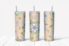 Flowers sublimation design. Skinny tumbler wrap design. Product Image 3