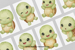 15 Bundle Watercolor Cute Turtle Baby Turtle Ocean Wildlife Product Image 3