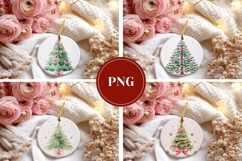 Pink Christmas Bows Ornaments, Christmas Tree Ornament Product Image 3