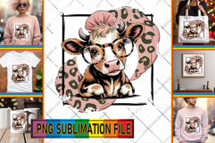 Stylish PNG Art for TSHIRTS, Cute Cow Product Image 1