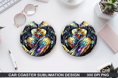 Crows Car Coaster Sublimation| Crows Coaster PNG Design Product Image 1