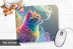 Rainbow Cat in Colorful Smoke Mouse Pad PNG Design Product Image 1
