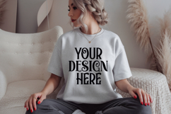 Ash Gildan 18000 Sweatshirt Mockup,G18000 Crewneck Sweatshir Product Image 1
